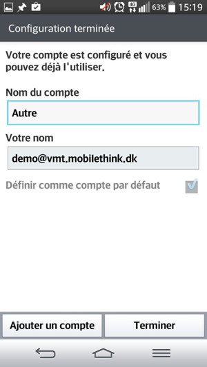 Donnez un nom à votre compte et saisissez votre nom. Sélectionnez Terminer