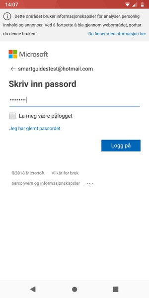 Skriv inn passord og velg Logg på