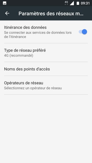 Activer ou désactiver Itinérance des données