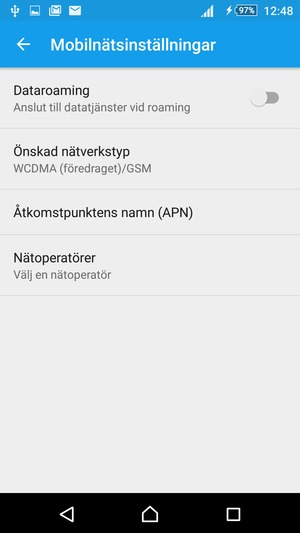 Välj Önskad nätverkstyp