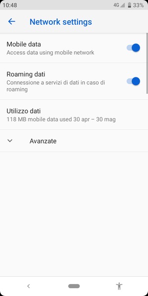 Attiva o disattiva Roaming dati