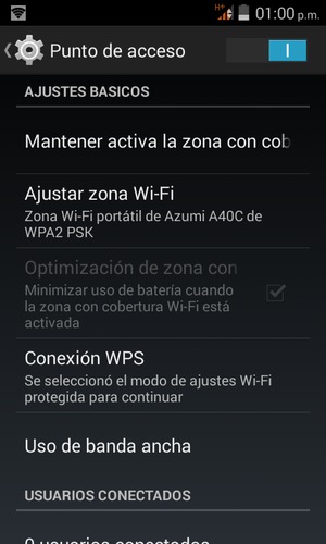 El teléfono ha sido configurado para su uso como módem