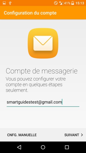 Saisissez votre adresse Gmail ou Hotmail et sélectionnez SUIVANT