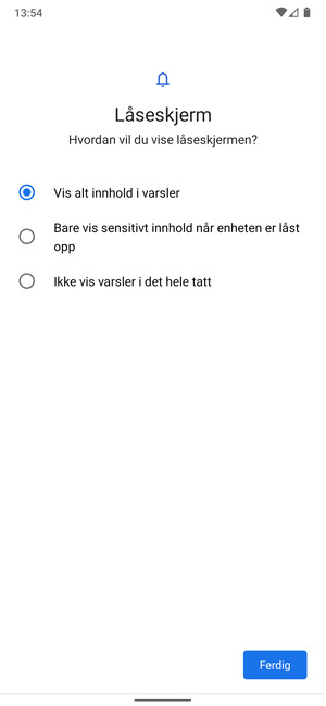 Velg ønsket alternativ og velg Ferdig