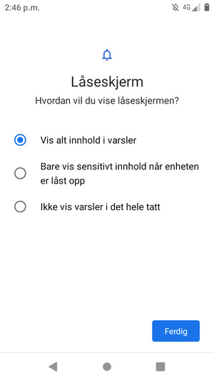 Velg ønsket alternativ og velg Ferdig