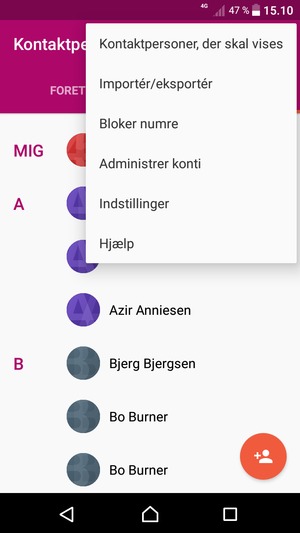 Vælg Importér/eksportér