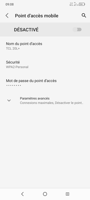 Sélectionnez Mot de passe du point d'accès