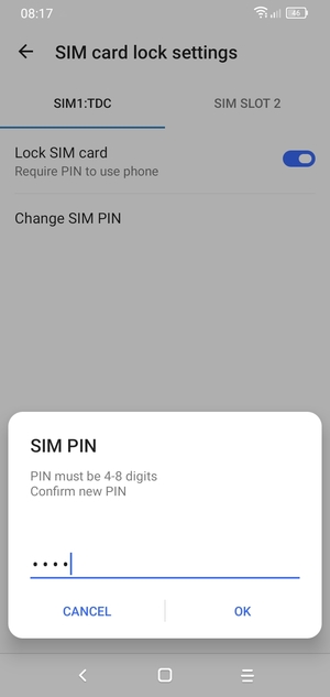 Confirm your new SIM PIN and select OK