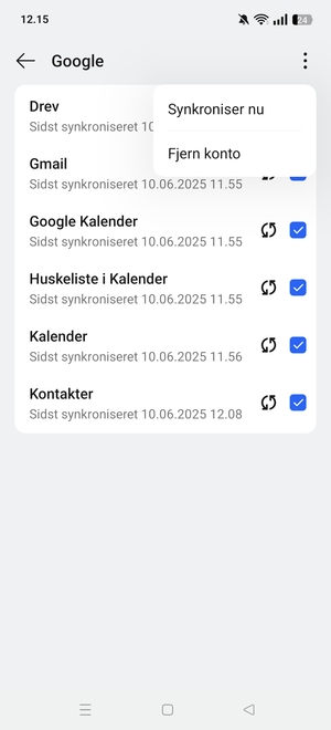 Vælg Synkroniser nu