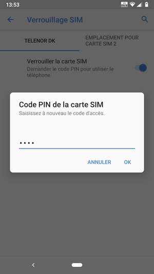 Veuillez confirmer votre nouveau code PIN de la carte SIM et sélectionner OK