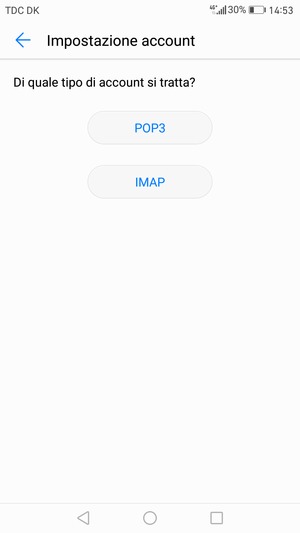 Seleziona POP3 o IMAP