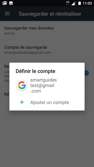 Sélectionnez votre compte de sauvegarde