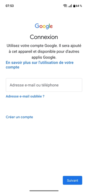 Saisissez votre adresse Gmail et sélectionnez Suivant