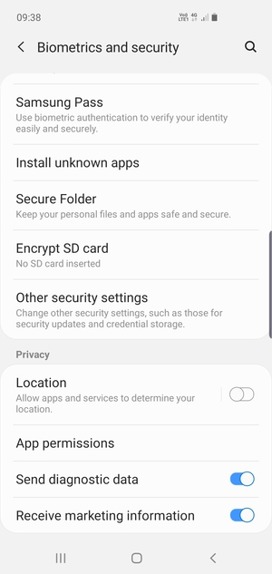 Scroll to and select Other security settings