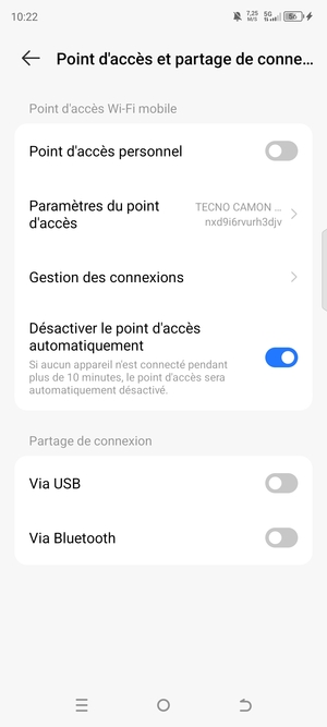 Sélectionnez Paramètres du point d'accès