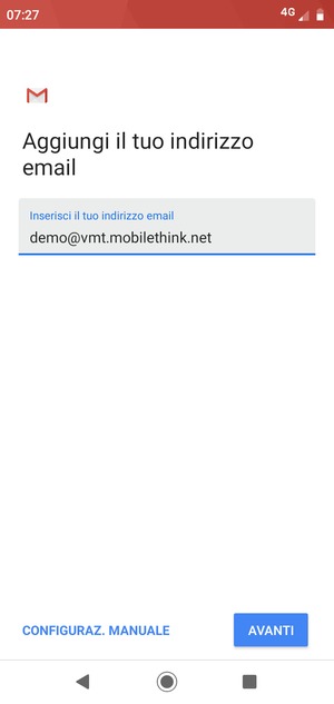 Inserisci il tuo indirizzo email e seleziona AVANTI