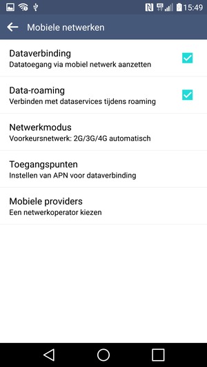 Schakel Data-roaming in of uit