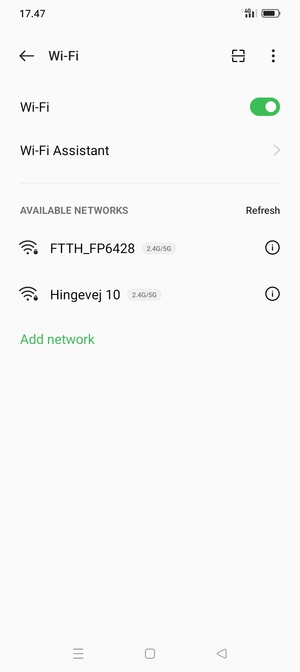 Select the wireless network you want to connect to