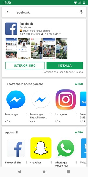 Seleziona l'applicazione