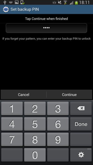 Enter a Backup PIN and select Continue