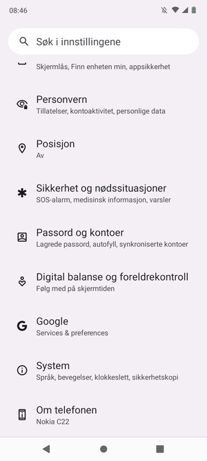 Bla til og velg System
