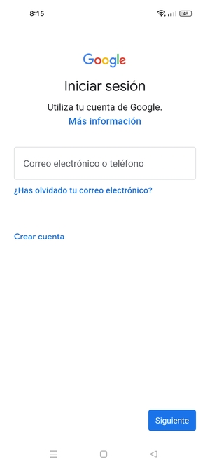 Introduzca su dirección de Gmail y seleccione Siguiente
