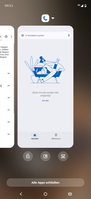 Wählen Sie Alle Apps schließen, um alle laufende Apps zu schließen