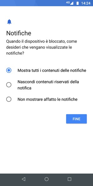 Seleziona la tua opzione preferita e poi FINE