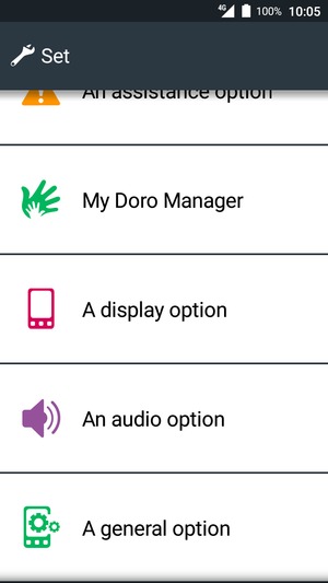 Scroll to and select A general option