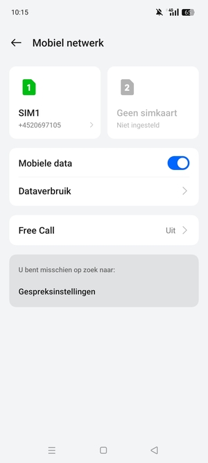 Selecteer SIM1 of SIM2
