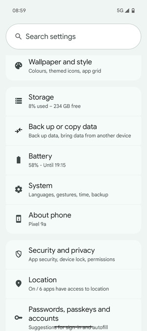 Scroll to and select System