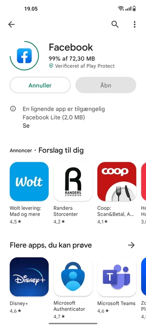 Afvent at installeringen er afsluttet
