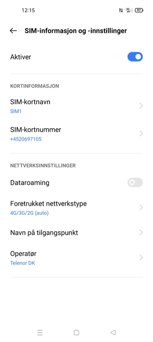 For å bytte nettverk hvis det oppstår nettverksproblemer, velg Operatør