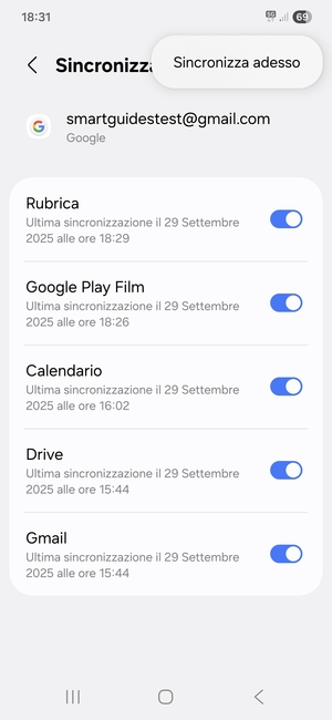 Seleziona Sincronizza adesso