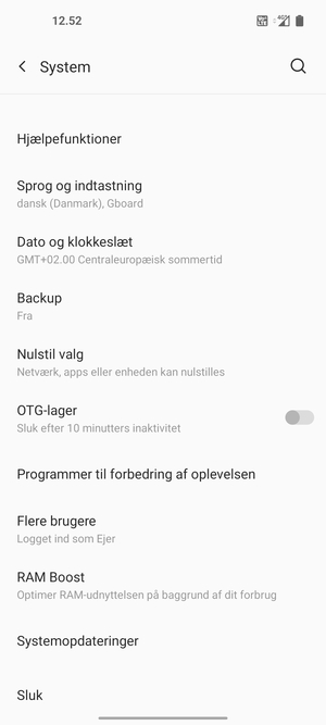 Vælg Backup