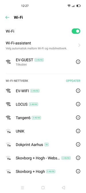 Du er nå koblet til Wi-Fi-nettverket