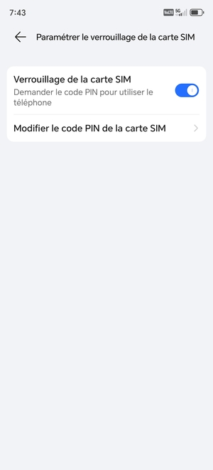 Sélectionnez  Modifier le code PIN de la carte SIM