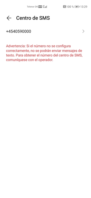 Seleccione Centro de SMS