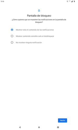 Seleccione la opciones deseada y seleccione Hecho