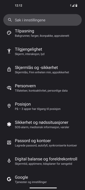 Bla til og velg Posisjon