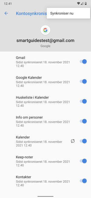 Vælg Synkroniser nu