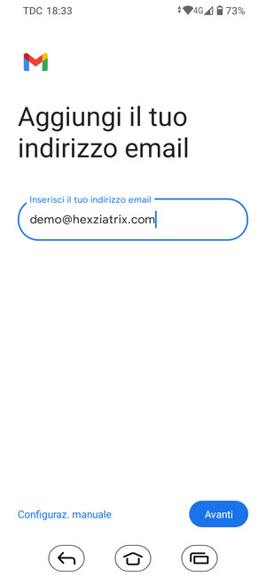 Inserisci il tuo indirizzo email e seleziona Avanti