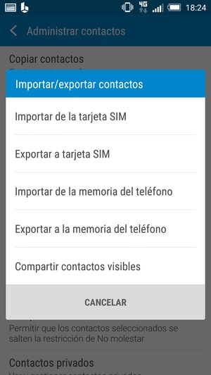Seleccione Importar de la tarjeta SIM