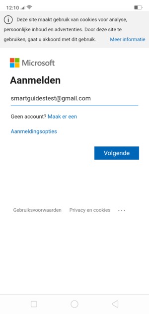 Voer uw e-mailadres in en selecteer Volgende