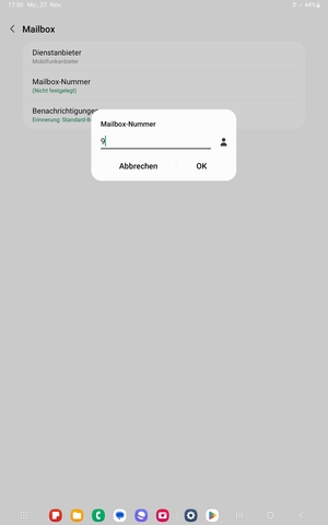 Geben Sie die Mailboxnummer ein und wählen Sie OK