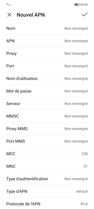Saisissez les informations MMS