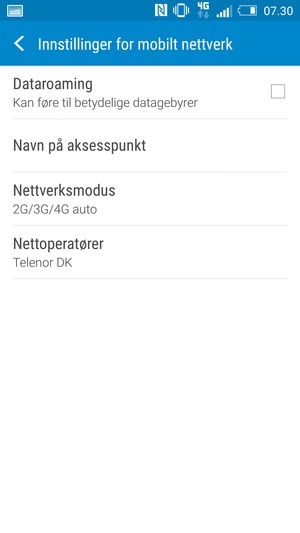 Velg Nettverksmodus