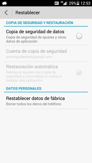 Marque la casilla de verificación Copia de seguridad de datos