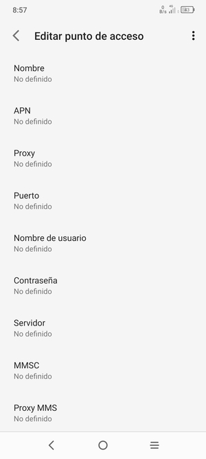 Introduzca la información de MMS
