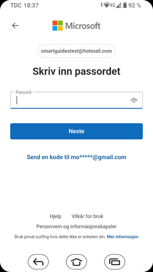 Skriv inn passord og velg Logg på